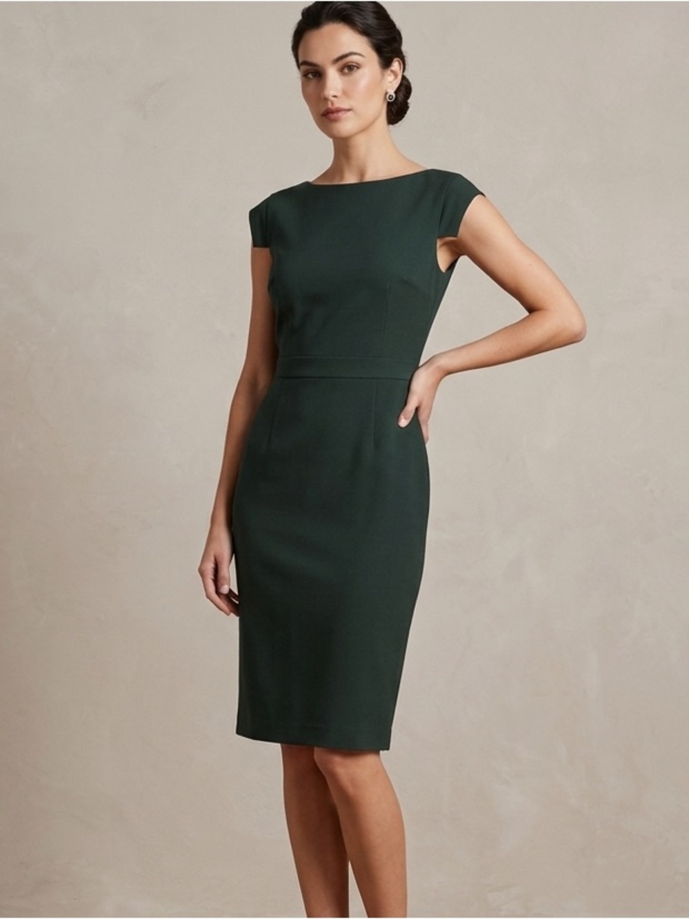 Ann Taylor Dark Green Sheath Dress Size 2 Career Office Workwear Wool Blend